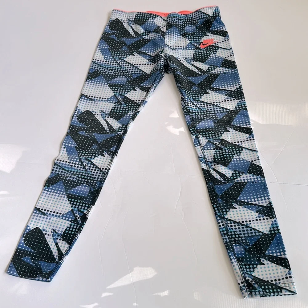Nike Big Kids(Girl) blue print leggings‎